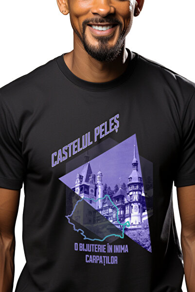 StoryGift Romania Tricou Barbati Castelul Peles O Bijuterie In Inima Carpatil...