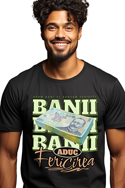 StoryGift Romania Tricou Barbati Banii Aduc Fericirea - Tean De 100 Lei Roman...