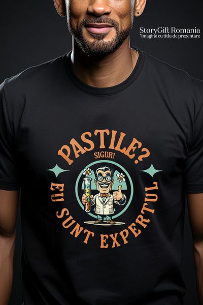 StoryGift Romania Tricou Barbati Barbst Docot In Laborator Cu Pastile Text Haios Pastile Sigur Sunt Expert C Stg
