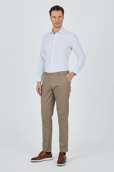 İmza Dark Mink Gabardine Side Pocket Straight Leg Comfort Fit Cotton Casual Chino Trousers 1003250121
