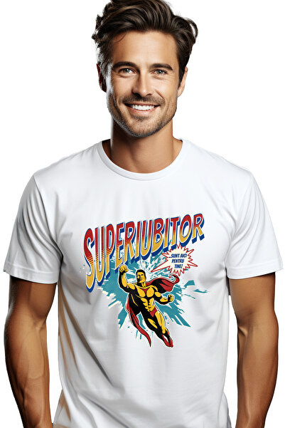 StoryGift Romania Tricou Barbati Super Iubitor Supererou Sunt Aici Pentru Tin...