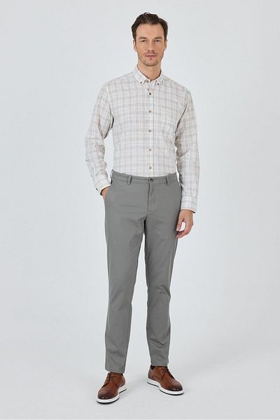 İmza Smoked Gabardine Side Pocket Straight Leg Comfort Fit Cotton Casual Chino Trousers 1003250121