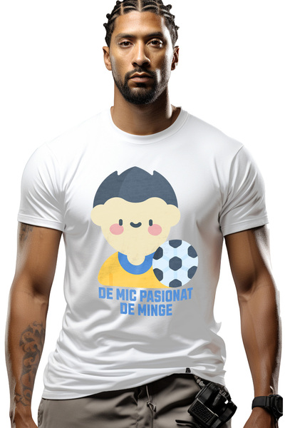 StoryGift Romania Tricou Barbati Baiat Si Minge Fotbal De Mic Pasionat De Min...