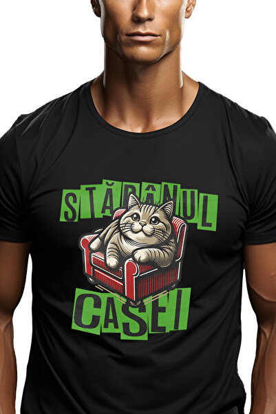 StoryGift Romania Tricou Barbati Pisica Pe Canapea Mesaj Haios Stapanul Casei...
