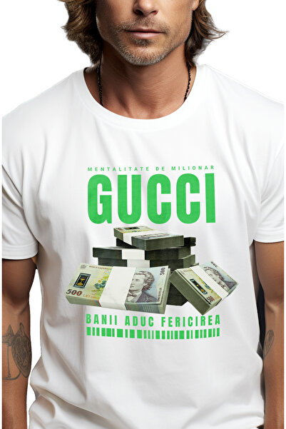 StoryGift Romania Tricou Barbati Gucci - Banii Aduc Fericirea Cu Imprimeu Pe ...
