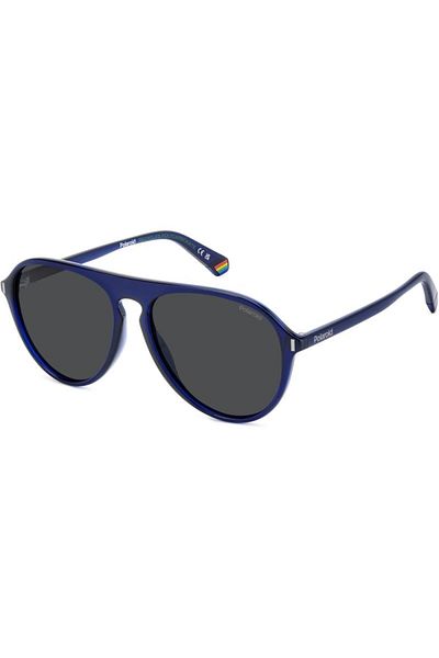Polaroid Ochelari de soare polarizați pentru bărbați Polaroid PLD 6225/S PJP/M9, Plastic, Albastru, 57 mm