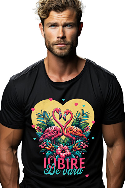 StoryGift Romania Tricou Barbati Pasari Flamingo Roz Iubire Dragoste De Vara ...