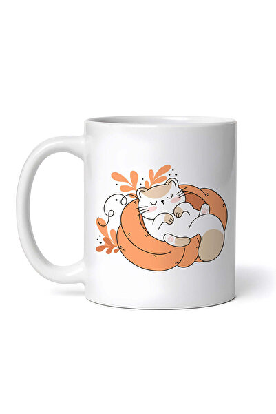 OEM Cană albă personalizată, Pisică într-un dovleac Kawaii, INOVATIX®. 330ml