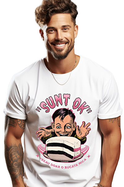 StoryGift Romania Tricou Barbati Barbat Cu Tort Text Haios Sunt Ok Vreau Doar...