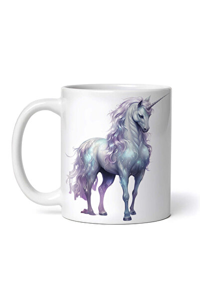 OEM Εξατομικευμένη λευκή κούπα, Λαμπερό λευκό Μονόκερο, INOVATIX®. 330ml