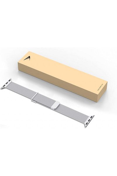 Tuocal Brățară metalică compatibilă cu Apple Watch Tuocal, oțel inoxidabil, argintiu, 42 / 44 / 45 mm