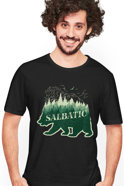 StoryGift Romania Men's Wild T-Shirt Bear Silhouette Forest High Mountains Na...