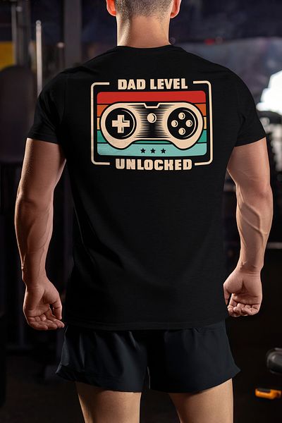 StoryGift Romania Men's T-shirt With Dad Level Unlocked Message, Play Station Controller, Future Dad, By Stg Families
