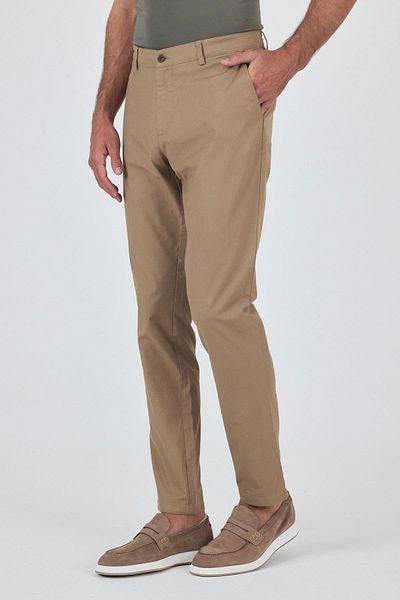 İmza Dark Mink Dobby Side Pocket Straight Leg Slim Fit Cotton Casual Chino Trousers 1003250120