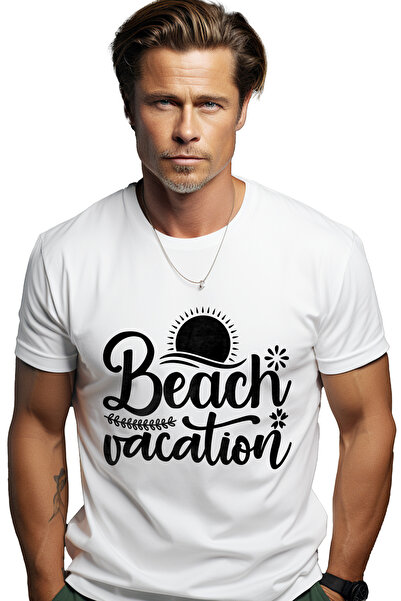 StoryGift Romania Tricou Barbati Cu Ilustratie De La Mare Si Mesajul "beach V...