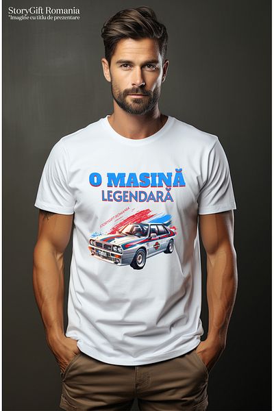 StoryGift Romania Tricou Barbati O Masina Legendara Iubitorii De Viteza Adrenalina Cu Imprimeu Pe Fata, 100%stg