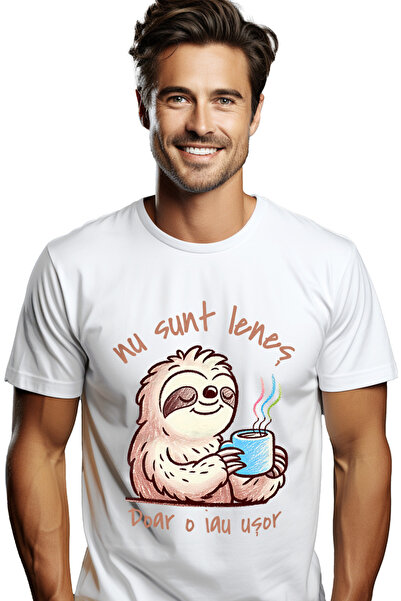 StoryGift Romania Tricou Barbati Anima Lenes Cu Cana Cafea Text Haios Nu Sunt...