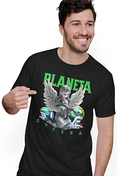 StoryGift Romania Tricou Barbati Inger Cu Arma Planeta Sufera, Poluare Cu Imp...