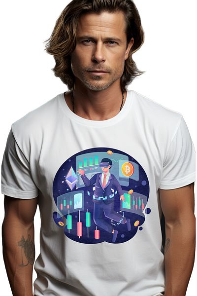 StoryGift Romania Tricou Barbati Cu Bitcoin, Moneda, Crypto, Vr, Investiti, Grafice, Cu Imprimeu Pe Fata, 1 Stg