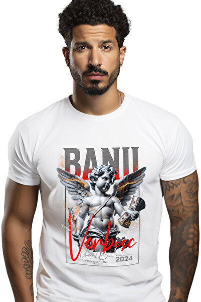 StoryGift Romania Tricou Barbati Banii Vorbesc - Ingerul Cu Un Teanc De Dolar...