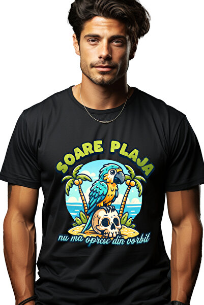 StoryGift Romania Tricou Barbati Papagal Pe Plaja, Nu Ma Opresc Din Vorbit, H...