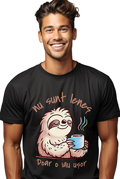 StoryGift Romania Tricou Barbati Anima Lenes Cu Cana Cafea Text Haios Nu Sunt...