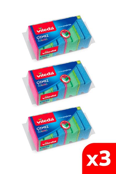 Vileda 3 Pack of 4 Dish Sponges - Non-scratch