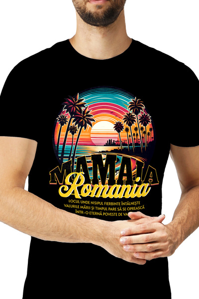 StoryGift Romania Tricou Barbati Plaja Din Mamaia, Romania Cu Imprimeu Pe Fat...