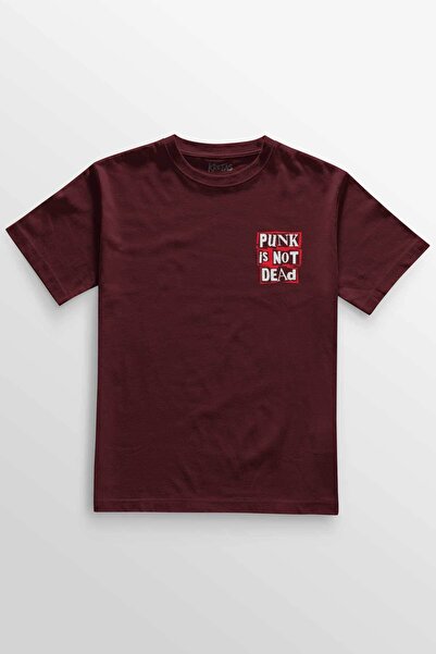 Kretas Tricou unisex roșu Claret Punk Is Not Dead Rock Grunge Music Music Minimal Tricou imprimat în față