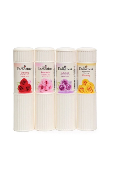 ENCHANTEUR بودرة التلك المعطرة المتنوعة 4 × 250 غرام - رائحة تدوم طويلاً ونعو...