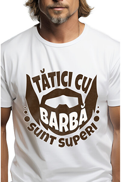 StoryGift Romania Tricou Barbati Taticii Cu Barba Sunt Superi Cool Barbati Fa...