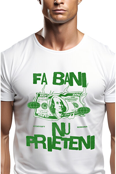 StoryGift Romania Tricou Barbati Bancnota In Flacari Text Fa Bani Nu Prieteni...