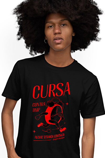 StoryGift Romania Tricou Barbati Ceas Ce Alearga, Text Fiecare Secunda Contea...