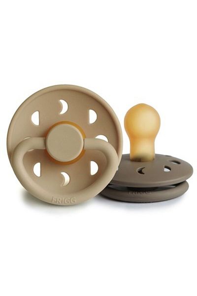 Frigg Moon Phase Double Rubber Pacifier - Croissant/Portobello 0-6 Months