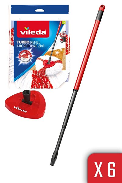Vileda Turbo Teleskopik Sap Üçgen Başlık 6 Lı Mikrofiber Yedek Paspas