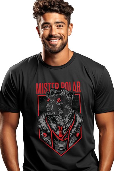 StoryGift Romania Tricou Barbati Cu Urs Polar Cu Ochelarii De Soare In Costum Cu Cravata, Text In Engleza Mrstg