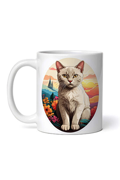 OEM Εξατομικευμένη λευκή κούπα, Γάτα Βιρμανίας, INOVATIX®. 330ml