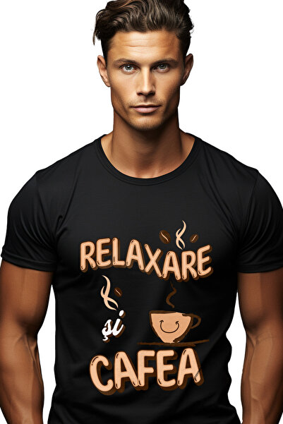 StoryGift Romania Tricou Barbati Relaxare Si Cafea Fara Oprire Ceasca Calda E...
