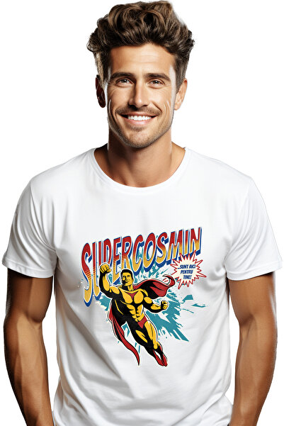 StoryGift Romania Tricou Barbati Super Cosmin, Supererou Sunt Aici Pentru Tin...