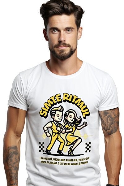 StoryGift Romania Tricou Barbati Simte Ritmul Cuplu Dansand Pereche Petrecere...
