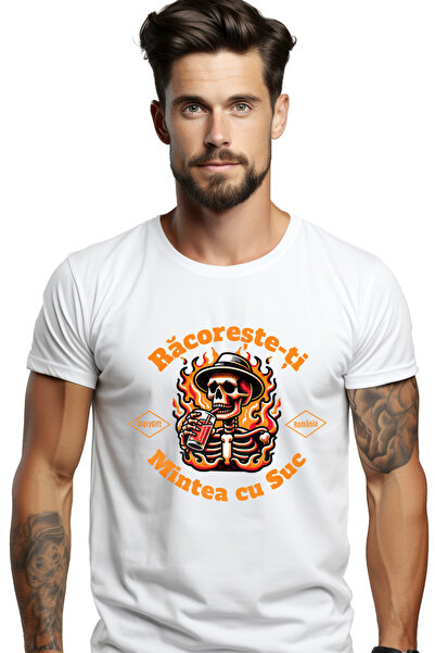 StoryGift Romania Tricou Barbati Racoreste-ti Mintea Cu Suc Schelete In Flaca...