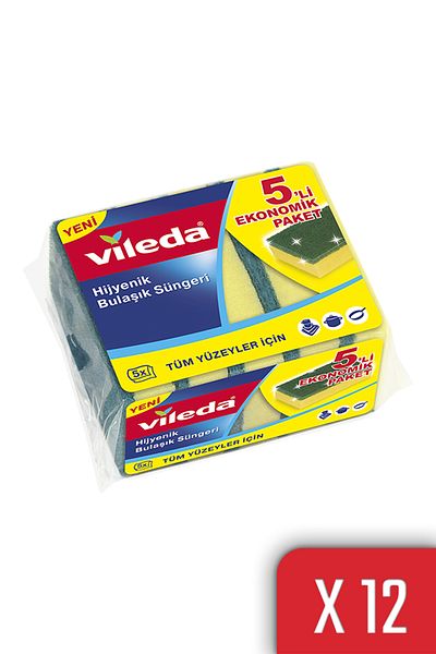 Vileda Green Classic Flat Sponge - 12 Pack of 5