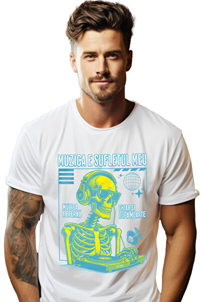 StoryGift Romania Tricou Barbati Schelete Dj In Club Muzica E Sufletul Meu Cu...