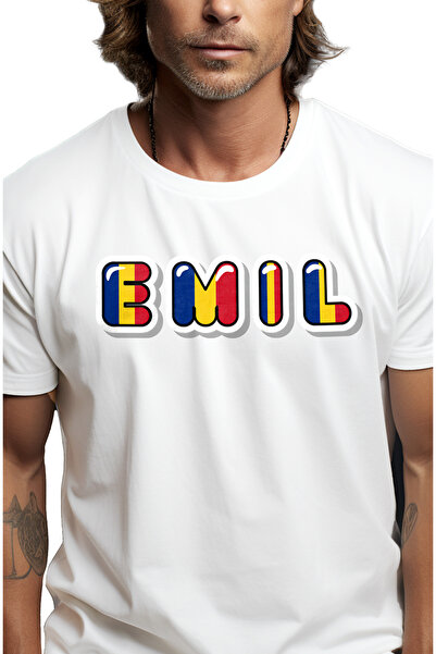 StoryGift Romania Tricou Barbati Cu Numele Emil, Romania, Suporter, Steagul R...