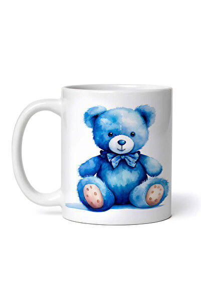 OEM Cană albă personalizată, Ursuleț de pluș albastru, INOVATIX®. 330ml