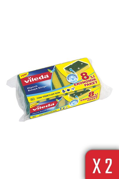 Vileda Green Classic Flat Sponge - 2 Pack of 8