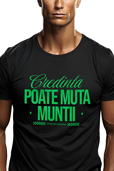 StoryGift Romania Tricou Barbati Citata Motivational Text Credinta Poate Muta...