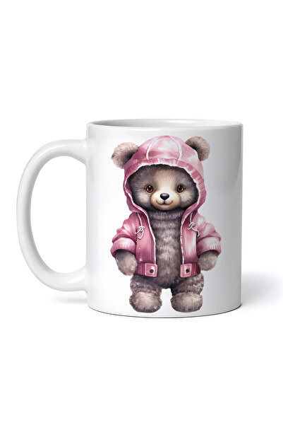 OEM Cană albă personalizată, Ursuleț cu jachetă, INOVATIX®. 330ml