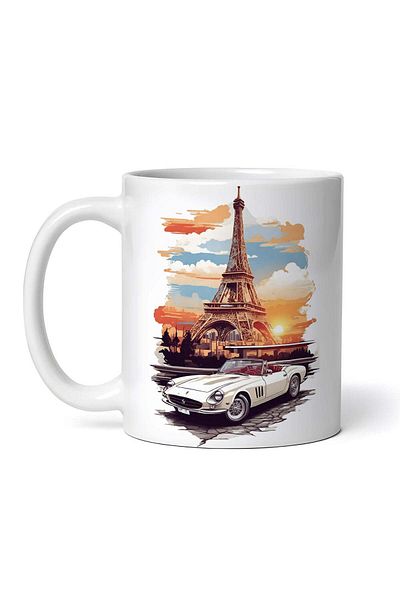 OEM Cană albă personalizată, Turnul Eiffel, INOVATIX®. 330ml
