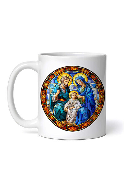OEM Personalized white mug, Stained Glass Jesus Saint Mary and Joseph, INOVAT...